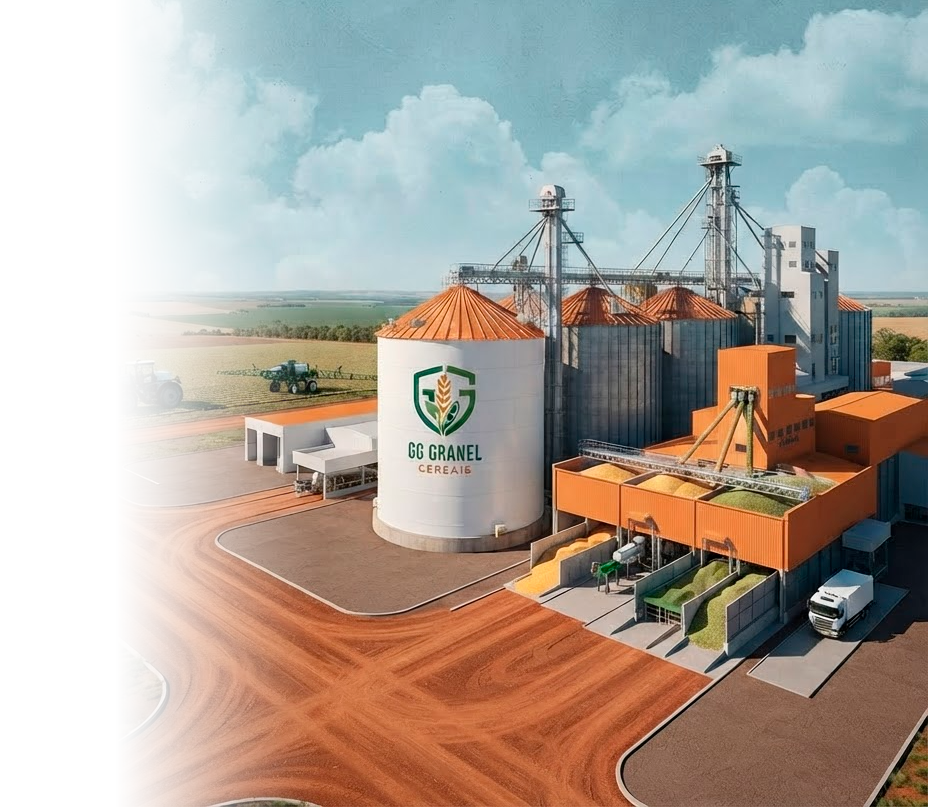 Unidade da GG Granel Cereais com silos próprios e infraestrutura de recebimento de grãos
